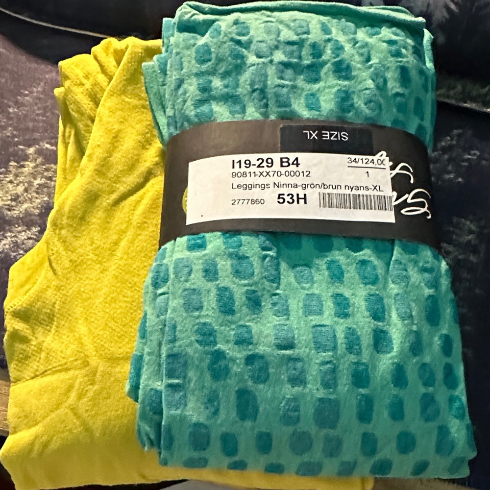 Gudrun Sjoden Yellow and Teal Blue/Green Leggings